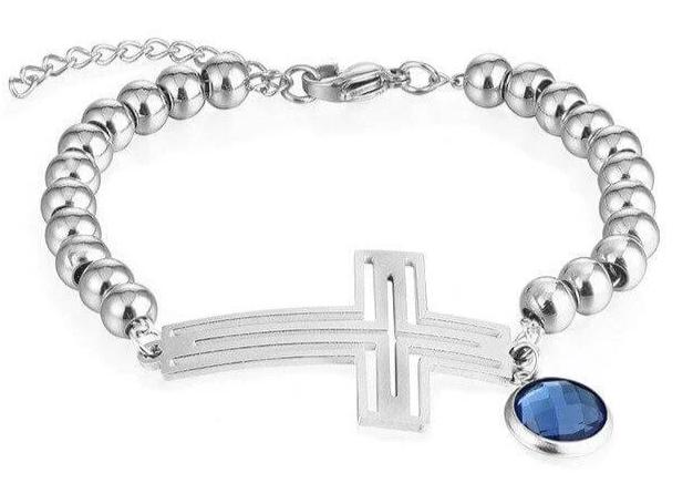 Brazalete de colgante cruzado de plata cristiana